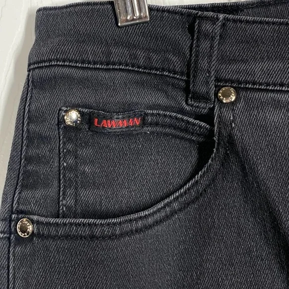 Vintage Lawman Cut Out Sides Studded Slim Fit Western Jeans Black VTG Size 7 - Picture 7 of 11